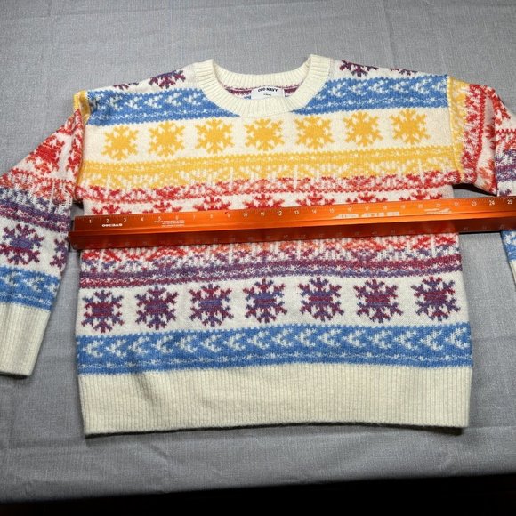 Knit Sweater & Beanie Hat Matching Set Rainbow Colorful Fair Isle PETITE MEDIUM - Picture 4 of 11